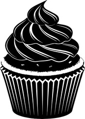 Black and white cupcake illustration delicious sweet treat