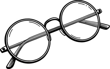 Hand drawn illustration of round eyeglasses