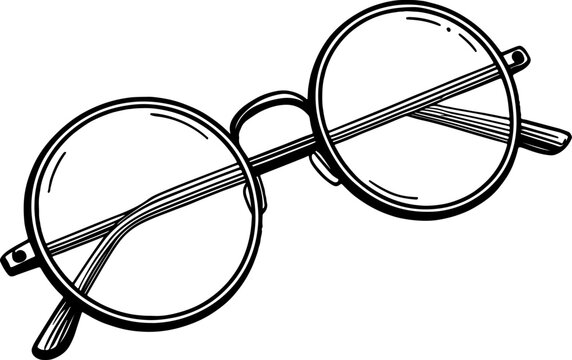 Hand drawn illustration of round eyeglasses