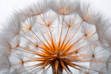 Salsify seedhead extreme macro shot against white background