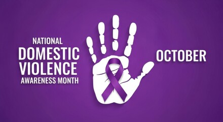 Fototapeta premium Domestic Violence Awareness Month October Promoting Support and Safety