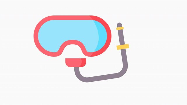  Snorkeling icon animation featuring a vibrant snorkeling mask and snorkel in action. Suitable for travel websites and underwater sports promotions.