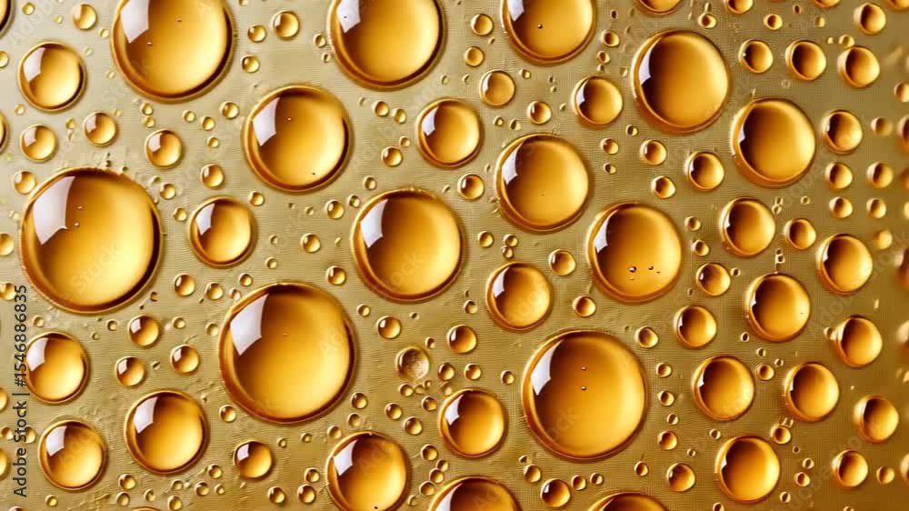 Poster golden droplets: an exquisite macro shot captures a mesmerizing pattern of lustrous, golden droplets