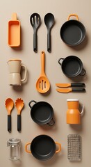 Fototapeta premium Kitchen Utensils Arrayed Neatly Overhead