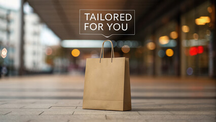 AI Personalized Ads concept. personalized advertising experience awaits with this tailored bag designed for you