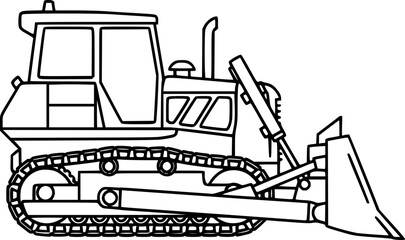 Naklejka premium Clean outline bulldozer icon 