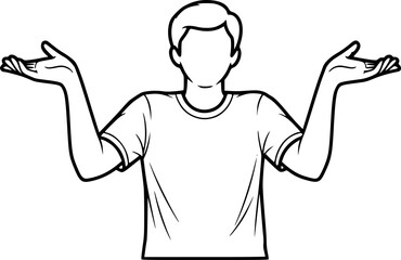 Outline illustration of shrug gesture

