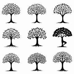 Obraz premium Trees silhouettes collection nature elements design