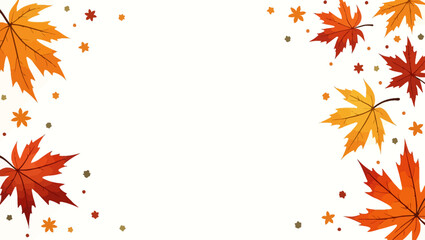 Autumn-themed frame with colorful falling leaves on corners, perfect for seasonal designs, invitations and backgrounds.