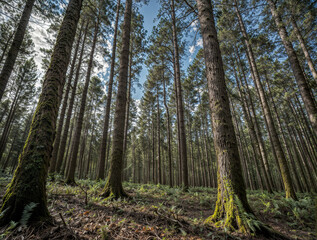 pine forest in the morning