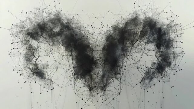 Abstract Ram Head Animation with Particle Connections and Dark Smoke Effect, Constellation Style