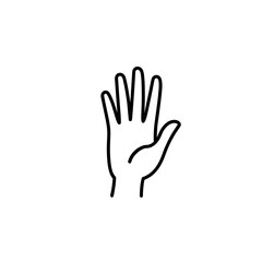 Obraz premium Outline of a human hand raised with five fingers extended 