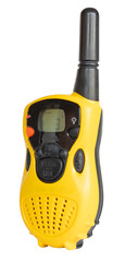 Bright yellow walkie-talkie monitoring channel three