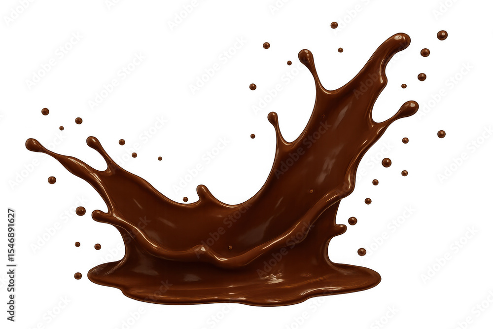 Poster smooth, creamy chocolate splashing, creating a dynamic and visually appealing crown shape against a 