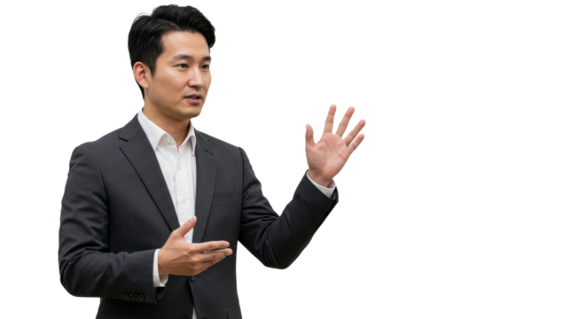 Asian businessman giving presentation professional speaker business leader expert consultant conference talk - Powered by Adobe