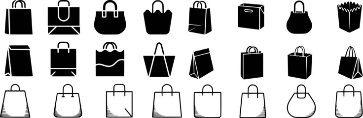 Vector set of various shopping bag icons