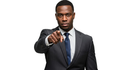 Confident african american businessman pointing at you in suit and tie recruitment concept image
