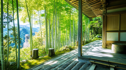 Bamboo forest, sea of bamboo, natural, beautiful, and fresh background