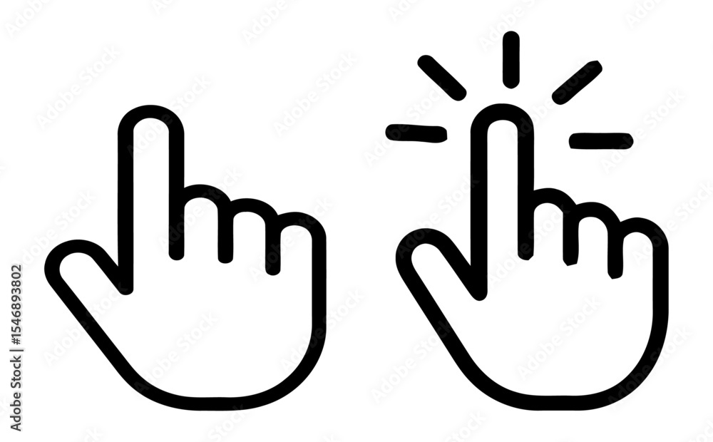 Fototapete vector art of two hand cursor icons are isolated on white background one pointing and one not