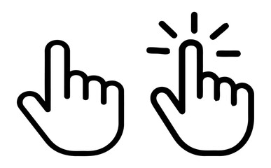 Vector art of two hand cursor icons are isolated on white background one pointing and one not