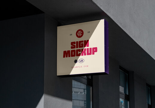 Square Street Sign Mockup
