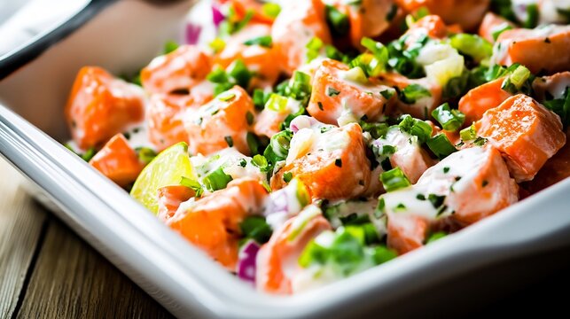 Creamy Salpicon de Mariscos Galicia seafood salad with lime rich in protein and vitamins