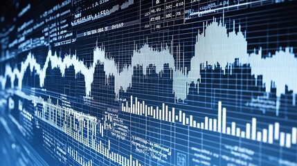 Charts and Financial Indicators Rising Screen Symbolizing Economic Growth and Successful Monetary Policies