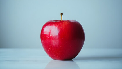 red apple on a white table background slowly rotating in circular mtion