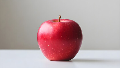 red apple on a white table background slowly rotating in circular mtion