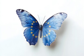 Obraz premium Butterfly with flag image on white background