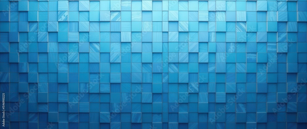 Poster abstract wall featuring many blue tinted cubes, creating a pattern and textured surface, a cool desi