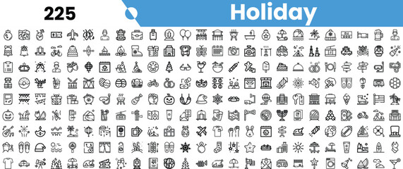 A diverse collection of holiday-themed icons showcasing various celebrations and festivities.