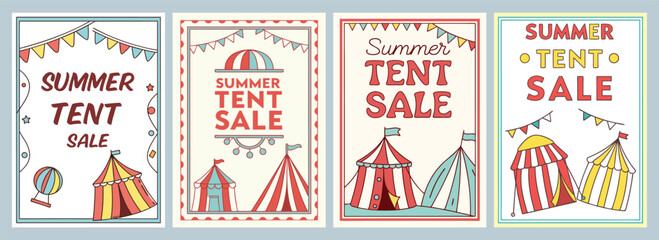 Vibrant Circus-Themed Promotional Banners for a Colorful Summer Tent Sale Poster Designs