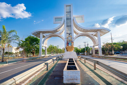 Portal of faith , entrance of the town of Trindade a religious town in Goias