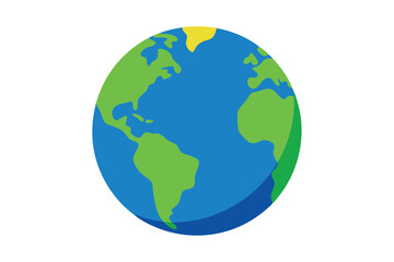 Fototapeta premium Global Earth Clipart Simple World Map Illustration on White Background