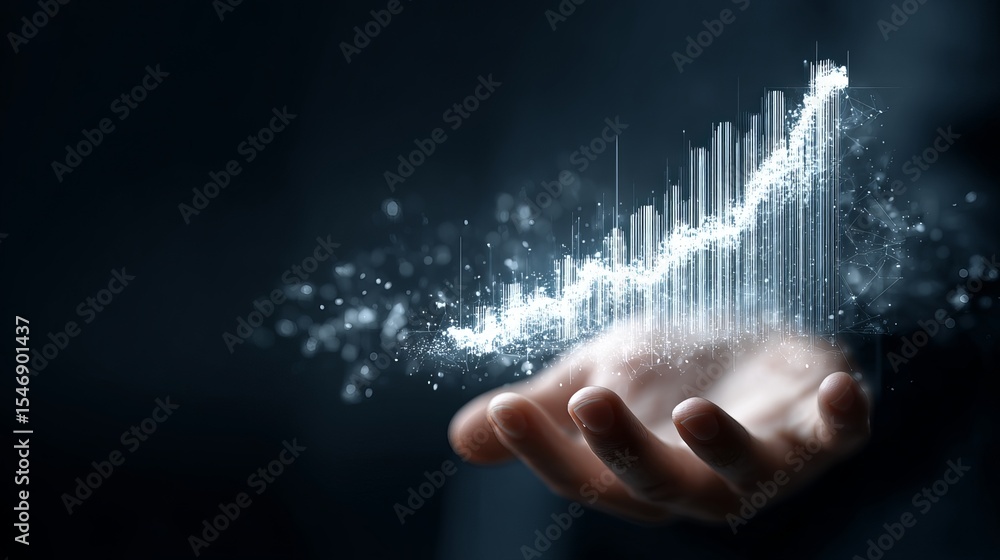 Poster digital business growth chart data analysis innovation technology future success strategy planning v