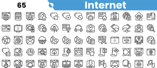 A collection of diverse internet icons showcasing connectivity and digital communication in a minimalist style.