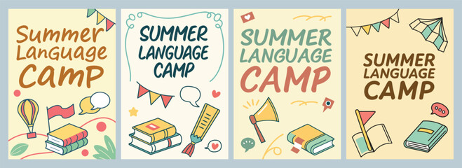 Vibrant Summer Language Camp Promotional Banners and Poster Designs to Ignite Passion for Learning and Adventure