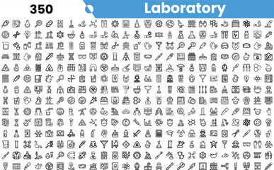 A diverse collection of laboratory icons, featuring tools, equipment, and symbols representing various scientific disciplines.