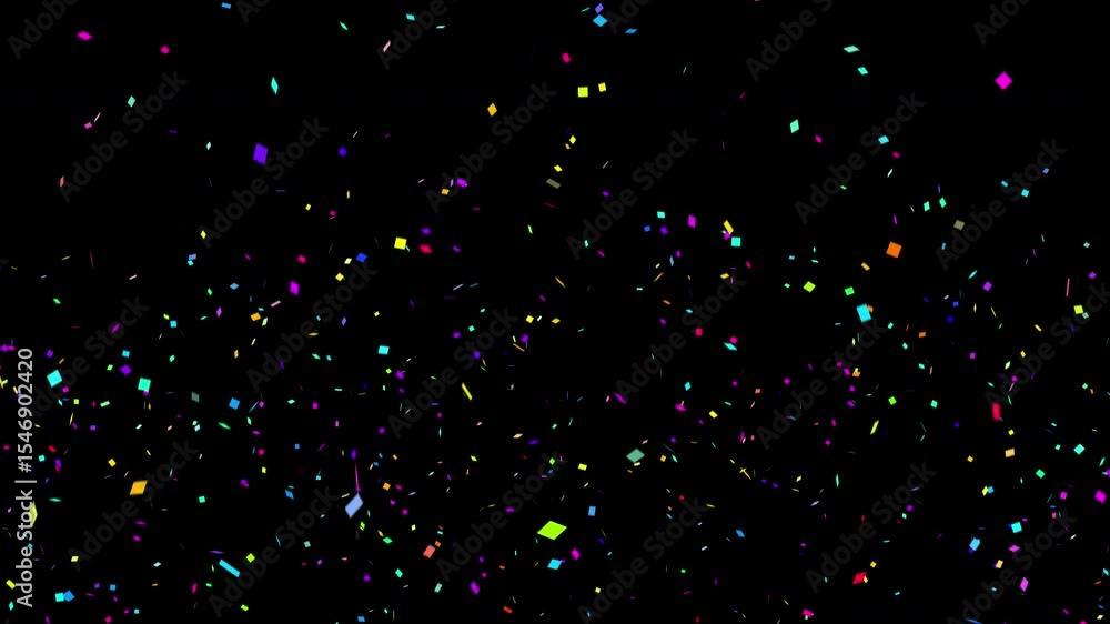 Wall mural confetti explosion. colorful falling festive particles, stripes. transparency is embedded in video. 