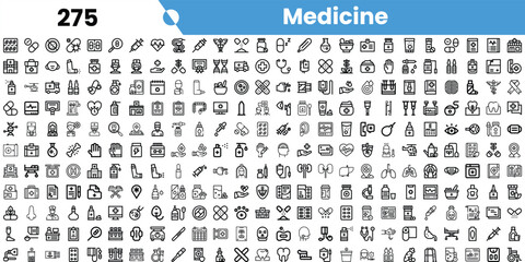 A versatile collection of black and white medical icons, representing various aspects of healthcare and medicine.