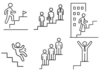Career Growth and Business Success Line Editable Icons set. Vector for web and app. Stairs, businessman, office, goal, falling, winner, leadership, success, progress, job icons and more