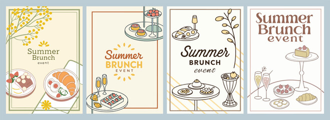 Elegant Summer Brunch Event Menus Showcasing Vibrant Dishes and Drinks with Stunning Poster Designs
