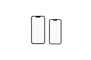 Two smartphones with blank screens mockup offering design flexibility for app presentations or website interface showcases, transparent background