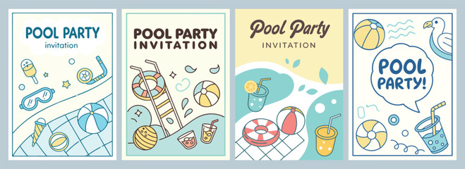 Vibrant Pool Party Invitation Designs Featuring Playful Illustrations and Cheerful Vibes for Unforgettable Celebrations