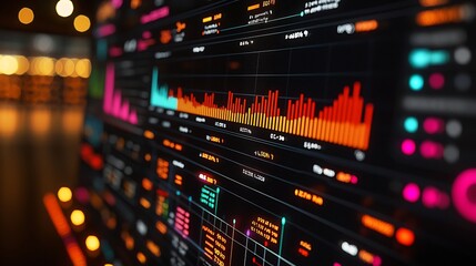 Close Up of Revenue Performance Dashboard With Line Charts and Sales Performance Indicators