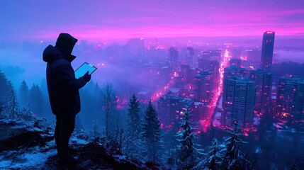 Young child explores a glowing world map on a tablet, dreaming of global adventures.