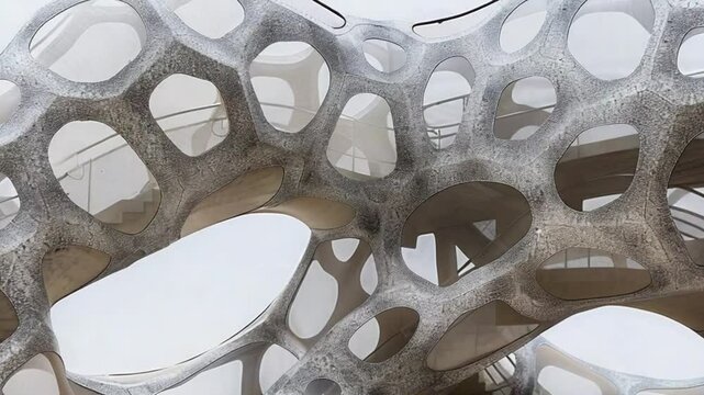 Intricate 3D Printed Structure with Cellular Design and Organic Form, Architectural Marvel