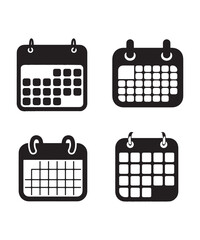Minimalist Black and White Calendar Icon Set Collection

