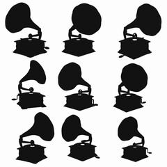 Phonograph antique silhouette music instrument entertainment